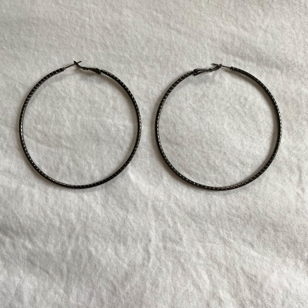 Dark Grey Hoop Earrings